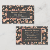 Dog Groomer Walker Rose Gold Paw Print Visitenkarte (Vorne/Hinten)