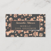 Dog Groomer Walker Rose Gold Paw Print Visitenkarte (Vorderseite)