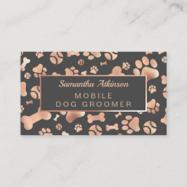 Dog Groomer Walker Rose Gold Paw Print Visitenkarte