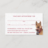Dog Groomer Walker Sitter Ernennung Erinnerung Visitenkarte (Rückseite)