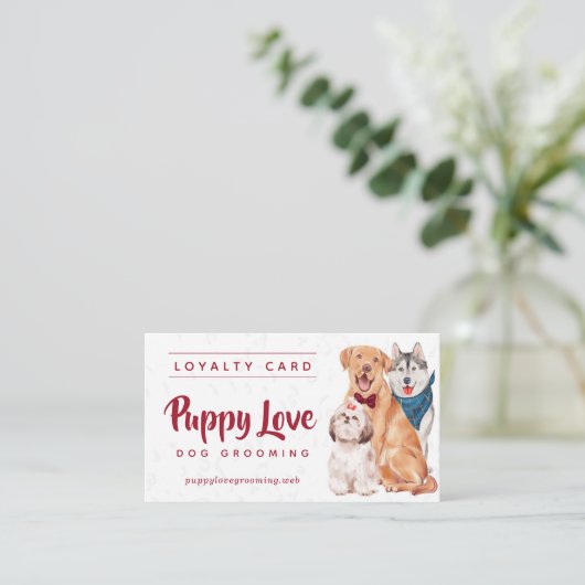 Dog Groomer Walker Sitter Loyalty Visitenkarte (Stehend Vorderseite)