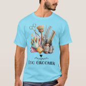 Dog Groomer Watercolor Black Typography  T-Shirt (Vorderseite)