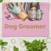 Dog Groomer Watercolor Personalized  Geschirrtuch (Gefaltet)