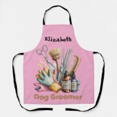 Dog Groomer Watercolor Personalized Schürze (Vorderseite)
