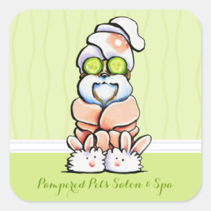 Dog Groomer Wellness-Center Shih Tzu Cucumber Mark Quadratischer Aufkleber