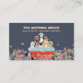 Dog Grooming Bath Bed Floral boho Visitenkarte (Vorderseite)