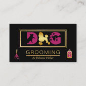 Dog Grooming Black Pink Terminalkarte Terminkarte (Vorderseite)