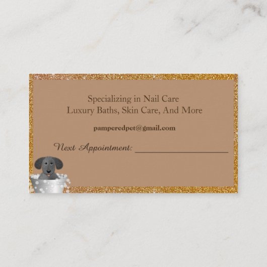 Dog Grooming Dog Wellness-Center Glitzer Business Terminkarte (Rückseite)