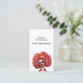 Dog Grooming Fun Pink Poodle Visitenkarte (Stehend Vorderseite)