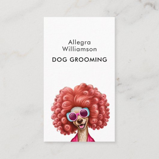 Dog Grooming Fun Pink Poodle Visitenkarte (Vorderseite)