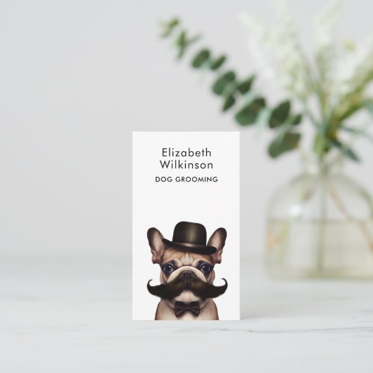 Dog Grooming Funny French Bulldog Business Card Visitenkarte (Stehend Vorderseite)