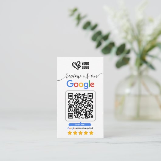 Dog Grooming Google Review Request Card QR Code Visitenkarte (Stehend Vorderseite)