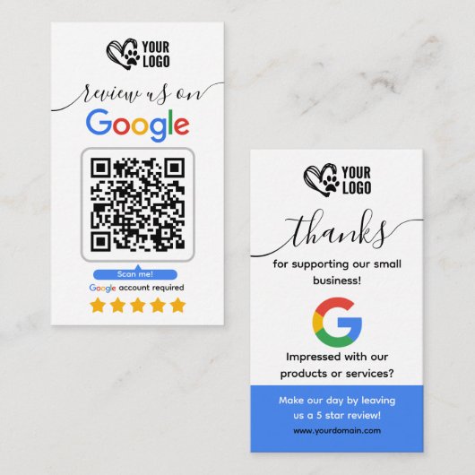 Dog Grooming Google Review Request Card QR Code Visitenkarte (Vorne/Hinten)