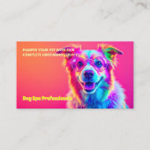 Dog Grooming Neon QR Visitenkarte (Vorderseite)