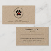 Dog Grooming paw print kraft business card Visitenkarte (Vorne/Hinten)
