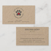 Dog Grooming paw print kraft business card Visitenkarte (Vorne/Hinten)