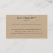 Dog Grooming paw print kraft business card Visitenkarte (Rückseite)