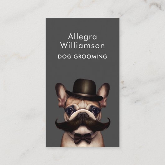 Dog Grooming QR-Code lustig Französisch Bulldog Visitenkarte (Vorderseite)
