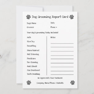 Dog Grooming Report Card Feiertagskarte