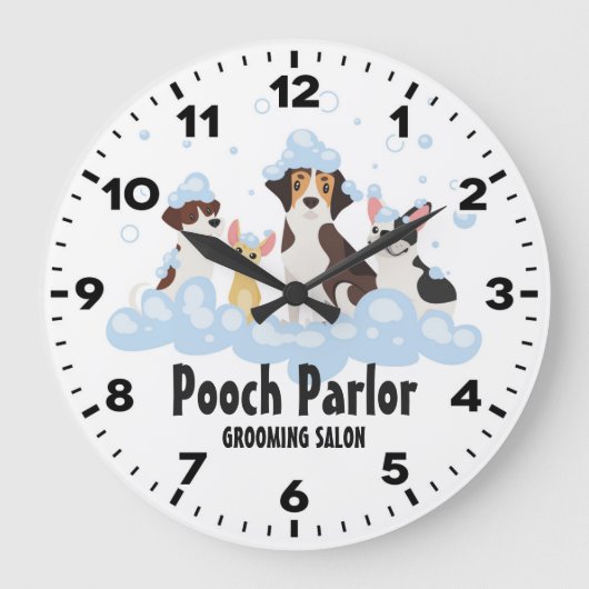 Dog Grooming Salon-Pet Groomer-Personalized Clock Große Wanduhr (Vorderseite)