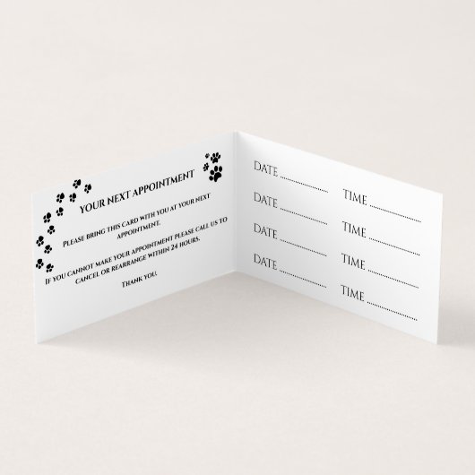 Dog Grooming Salon Termin Visitenkarte Visitenkarten (Innenseite)