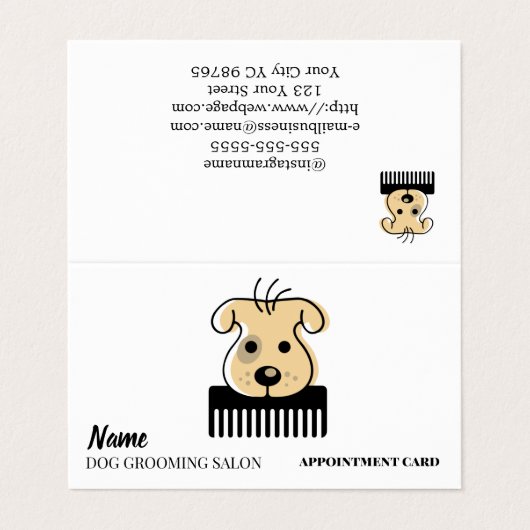 Dog Grooming Salon Termin Visitenkarte Visitenkarten (Außenseite Aufgefaltet)