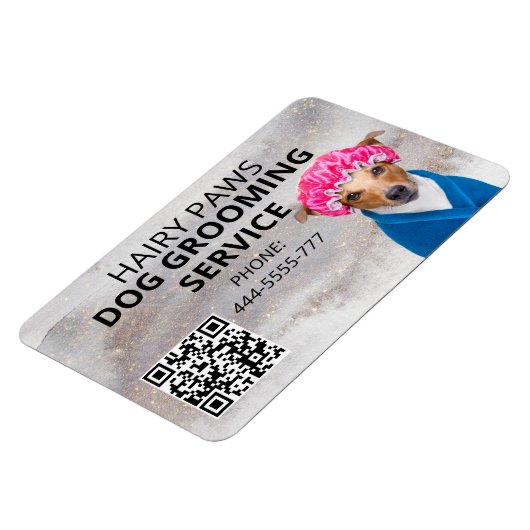 Dog Grooming Service Wasserfarbengeschäft Magnet (Linke Seite)