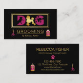 Dog Grooming Services Black Pink Business Card Visitenkarte (Vorne/Hinten)