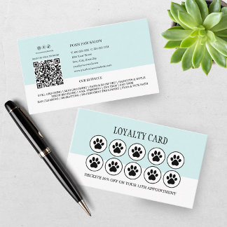 Dog Grooming Teal Loyalty Card Pet Salon Visitenkarte
