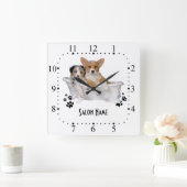 Dog grooming Wall Clock Quadratische Wanduhr (Zuhause)