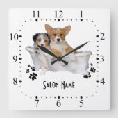 Dog grooming Wall Clock Quadratische Wanduhr (Vorderseite)