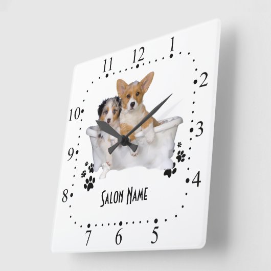 Dog grooming Wall Clock Quadratische Wanduhr (Winkel)