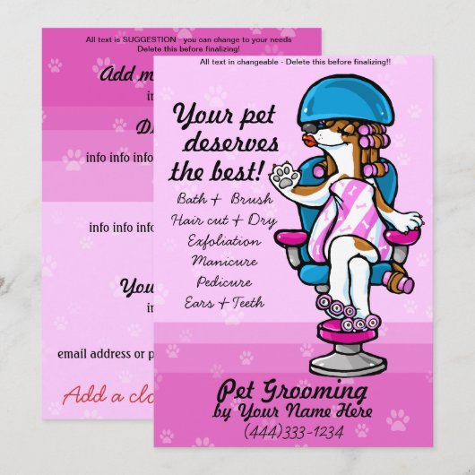 Dog Grooming Werbevorlage Einladung (Vorne/Hinten)