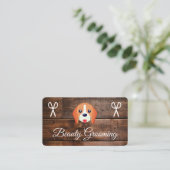 Dog Grooming Wood Panels Visitenkarte (Stehend Vorderseite)