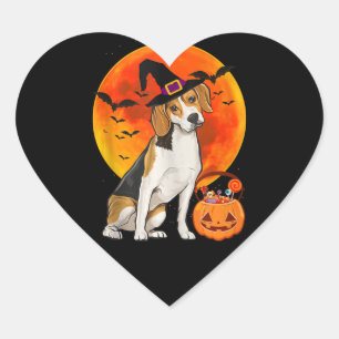 Dog Halloween Beagle Jack O Lantern Pumpkin Tank Herz-Aufkleber