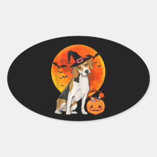Dog Halloween Beagle Jack O Lantern Pumpkin Tank Ovaler Aufkleber