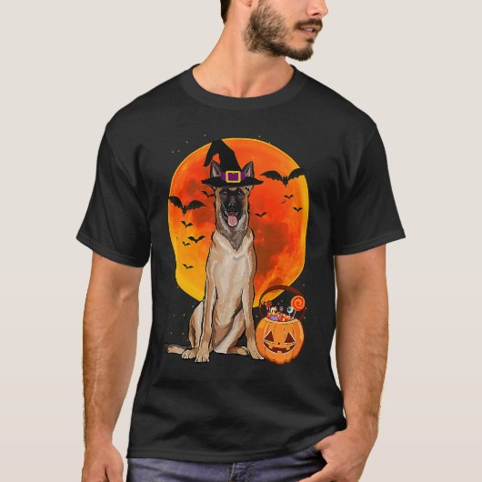 Dog Halloween Belgian Malinoi Jack O Lantern Pumpk T-Shirt (Vorderseite)