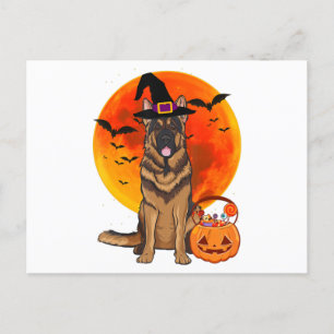 Dog Halloween German Shepherd Jack Lantern Pumpk Ankündigungspostkarte