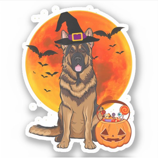 Dog Halloween German Shepherd Jack Lantern Pumpk Aufkleber (Vorderseite)