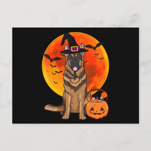 Dog Halloween German Shepherd Jack Lantern Pumpk Einladungspostkarte (Vorderseite)
