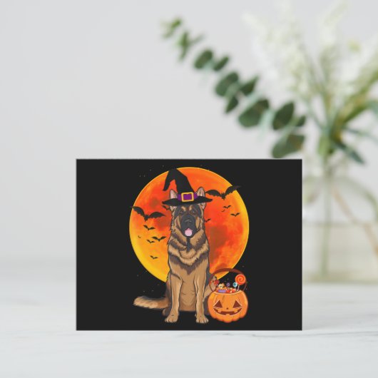 Dog Halloween German Shepherd Jack Lantern Pumpk Einladungspostkarte (Stehend Vorderseite)