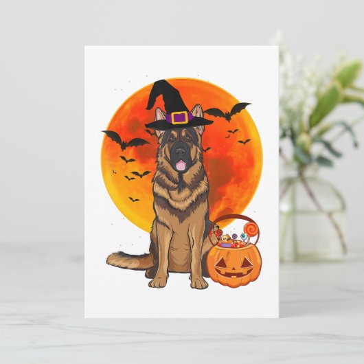 Dog Halloween German Shepherd Jack Lantern Pumpk Save The Date (Stehend Vorderseite)