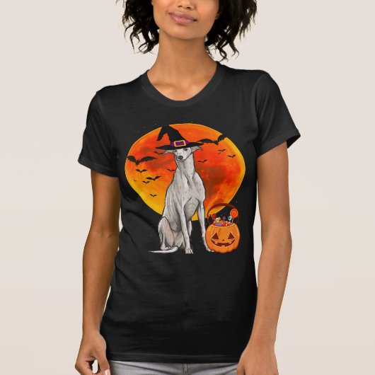 Dog Halloween Greyhound Jack Lantern Pumpkin T-Shirt (Vorderseite)