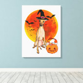 Dog Halloween Italian Greyhound Jack O Lantern Leinwanddruck (Insitu (Holzboden))