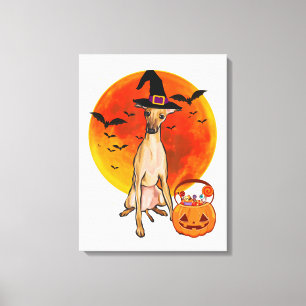 Dog Halloween Italian Greyhound Jack O Lantern Leinwanddruck