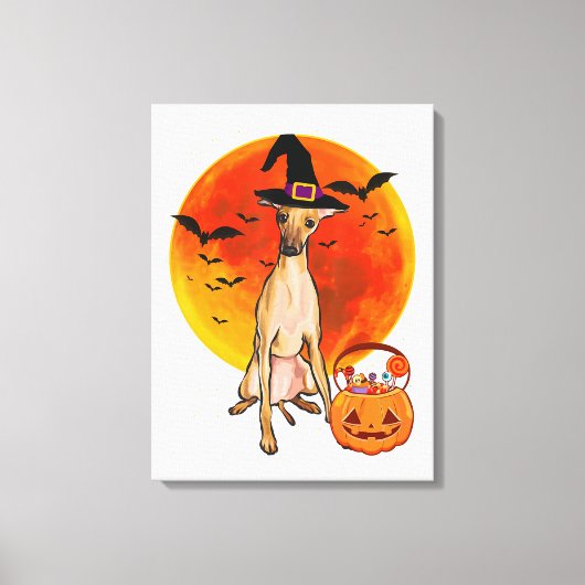 Dog Halloween Italian Greyhound Jack O Lantern Leinwanddruck (Vorderseite)