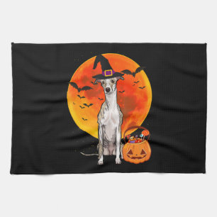 Dog Halloween Whippet Jack O Lantern Pumpkin T-Shi Geschirrtuch