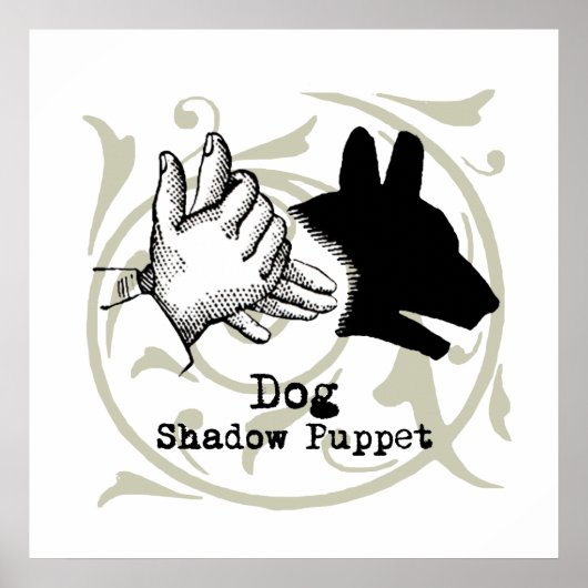 Dog Hand Puppet Shadow Games Vintage Poster (Vorne)