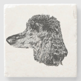 Dog Head Coaster – Detailed Black & White Portrait Steinuntersetzer