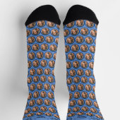 Dog Head Face Socks mit Name auf blau Socken (Oben)